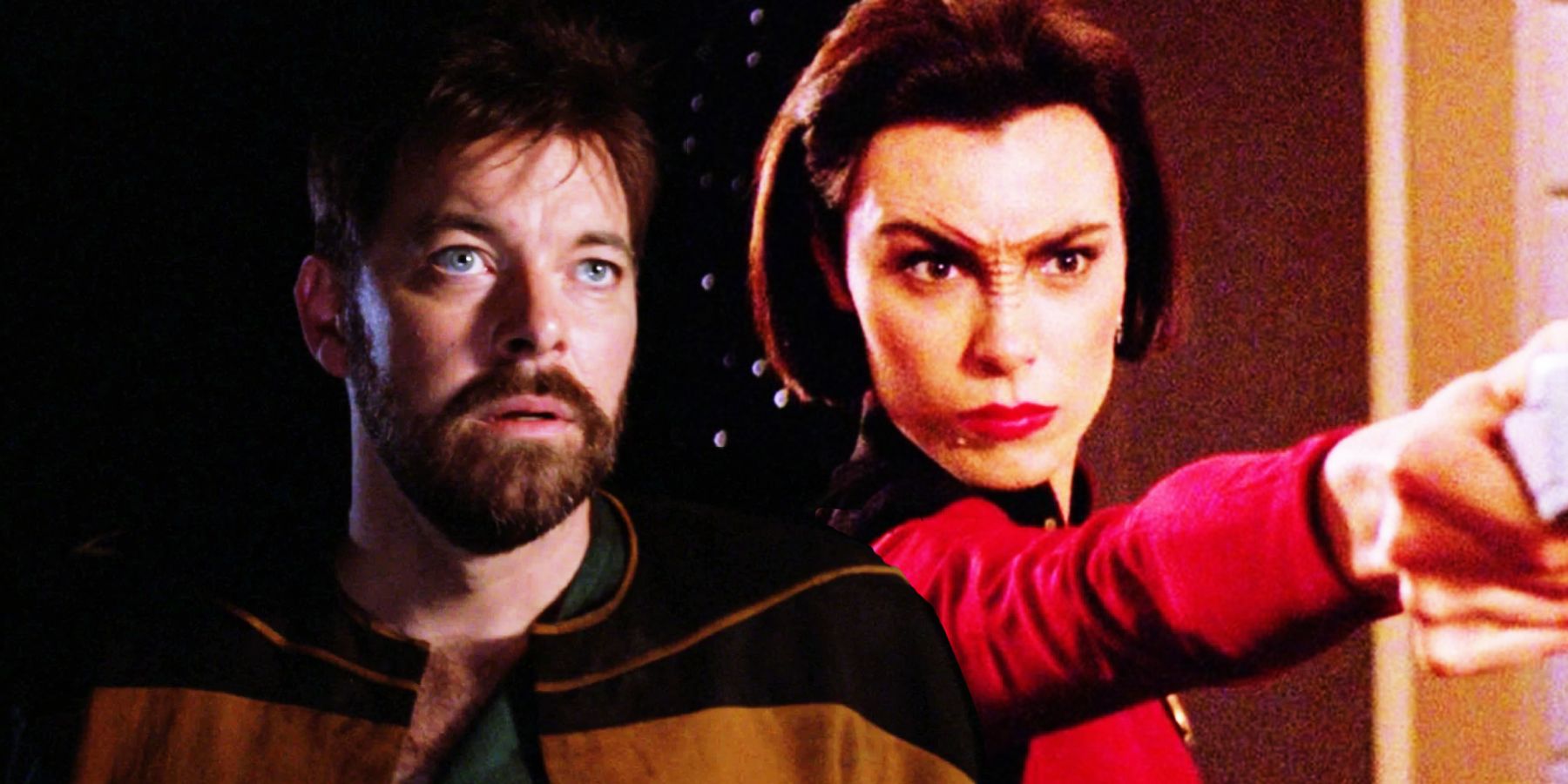 Maquis members Thomas Riker and Ro Laren in Star Trek: The Next Generation