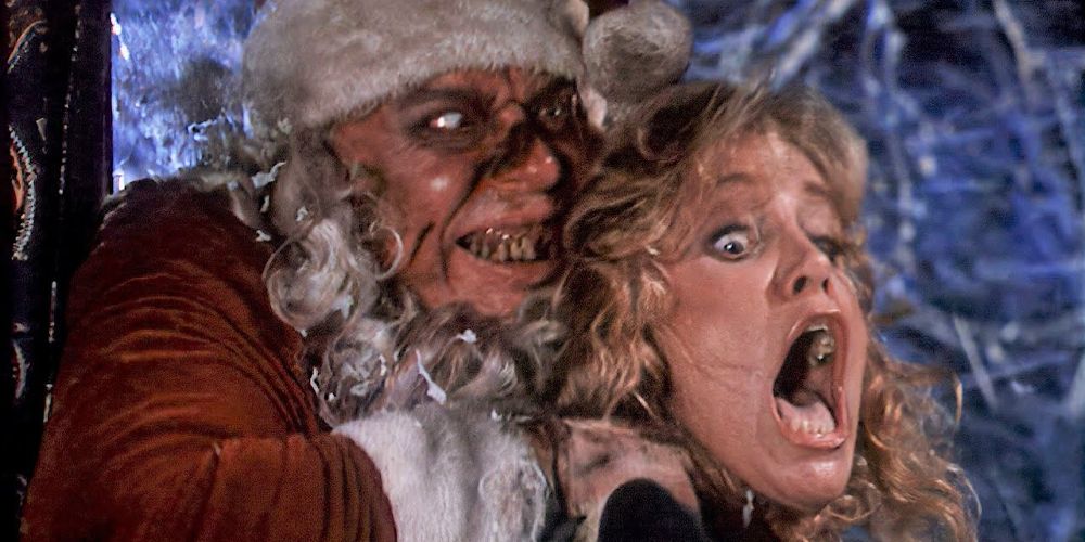 Santa strangles a woman on Tales From The Crypt