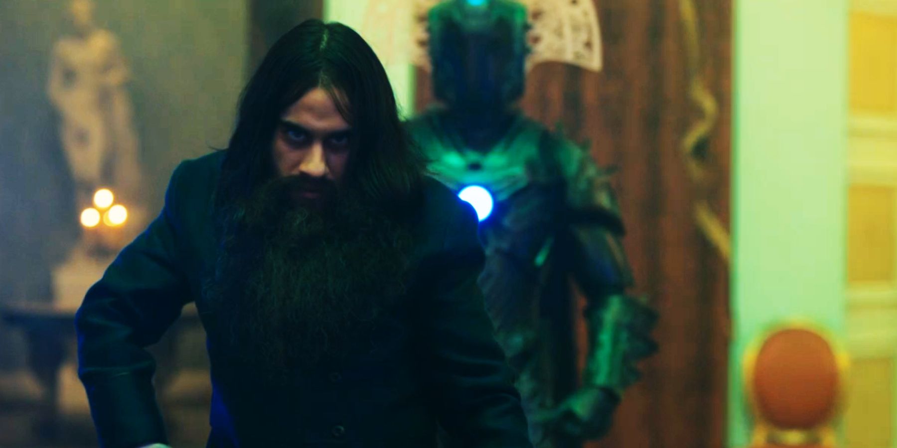 Sacha Dhawan as the Master, disguised as Rasputin in Doctor Who