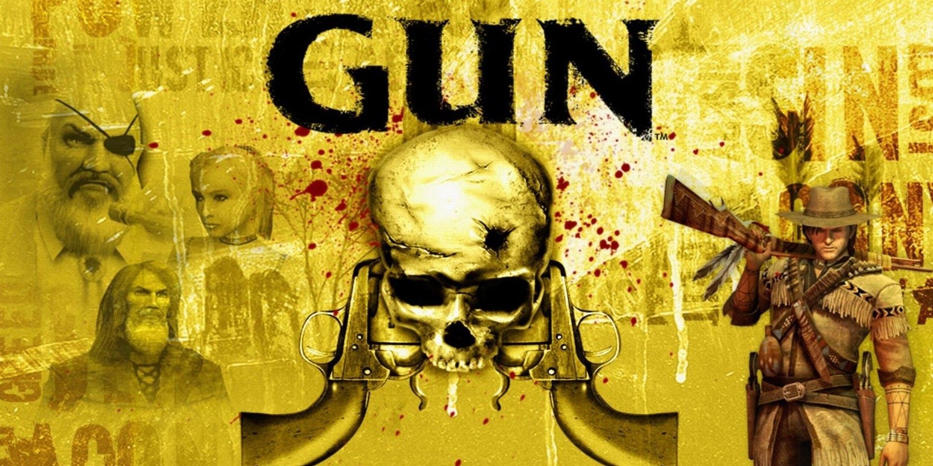 GUN's logo alongside protagonist Colton White and antagonist Tom Magruder.