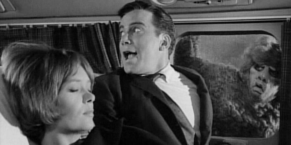 A creature appears in an airplane window in The Twilight Zone