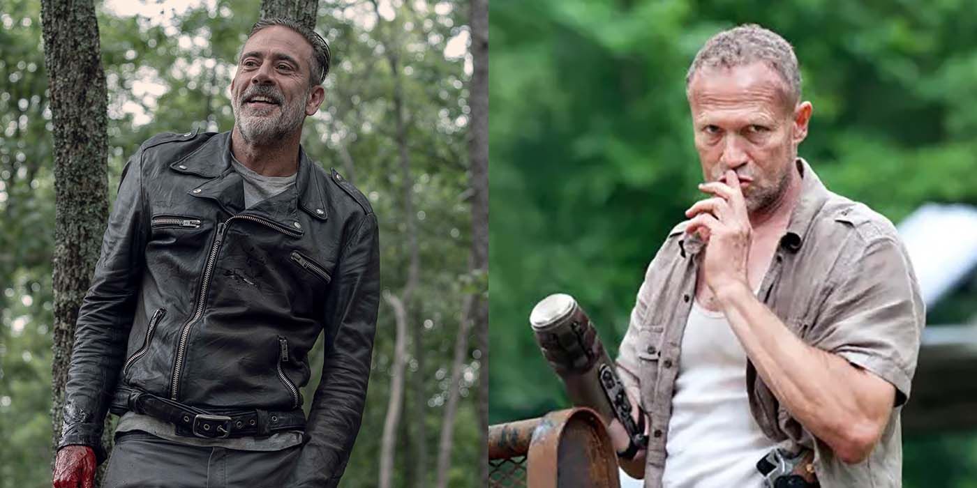 Split image of Negan and Merle from The Walking Dead