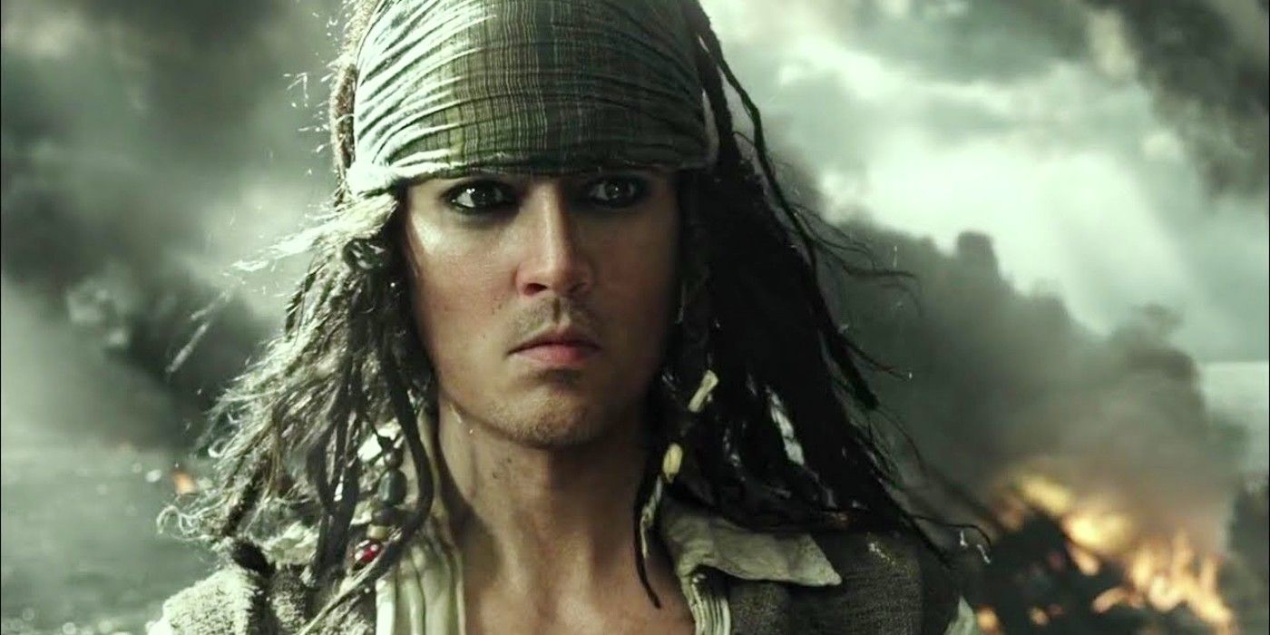 young clean-shaven Jack Sparrow in Pirates of the Caribbean