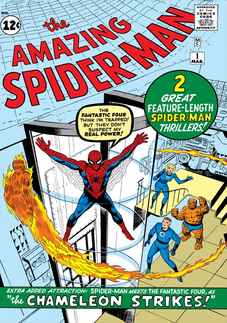 amazing spider-man 1 cover spider-man surrounded by the fantastic four