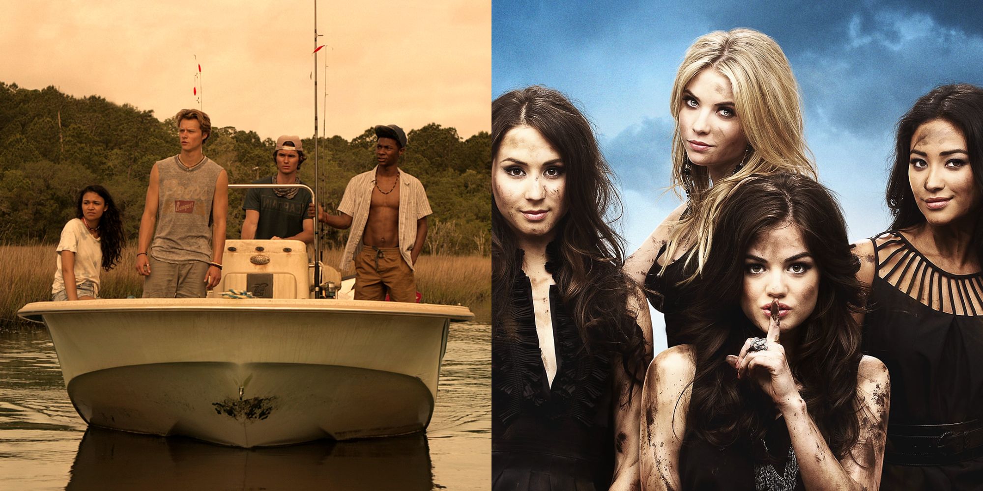 Promo images for Outer Banks and Pretty Little Liars