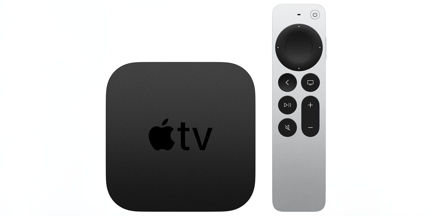 Apple TV ao lado do controle remoto de voz Siri