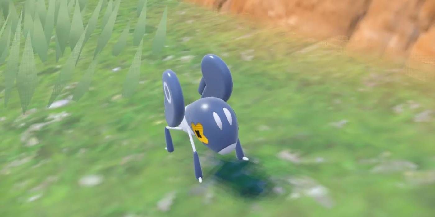 Pokémon Scarlet & Violet Nymble Sitting in Open Grass Encounter Area for Player to Catch