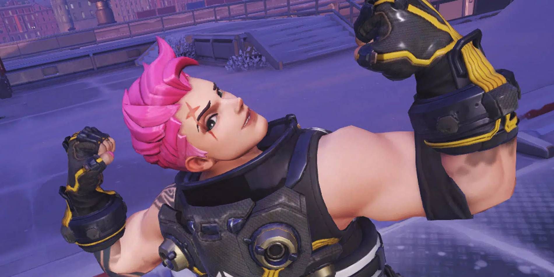 Overwatch 2 Zarya Play of the Game Pose Flexing with in Alternate Skin Palet