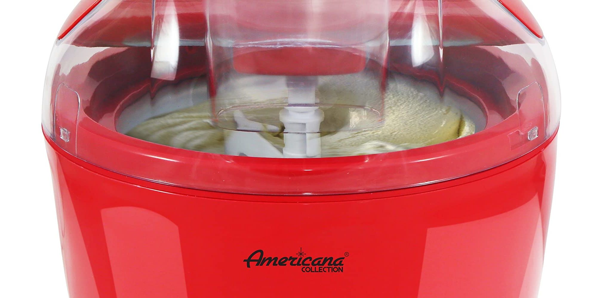 Red Ice Cream Maker Stirring Ice Cream