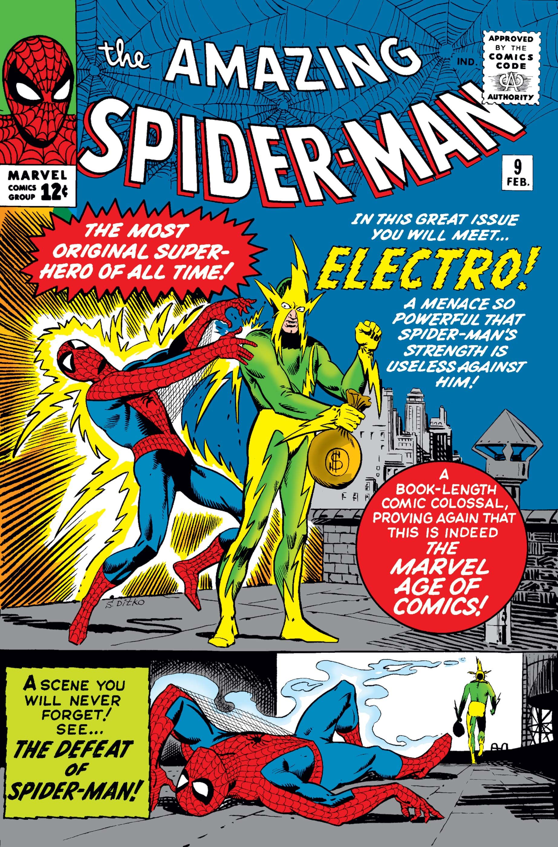 Amazing Spider-man 9 cover of spider-man fighting electro