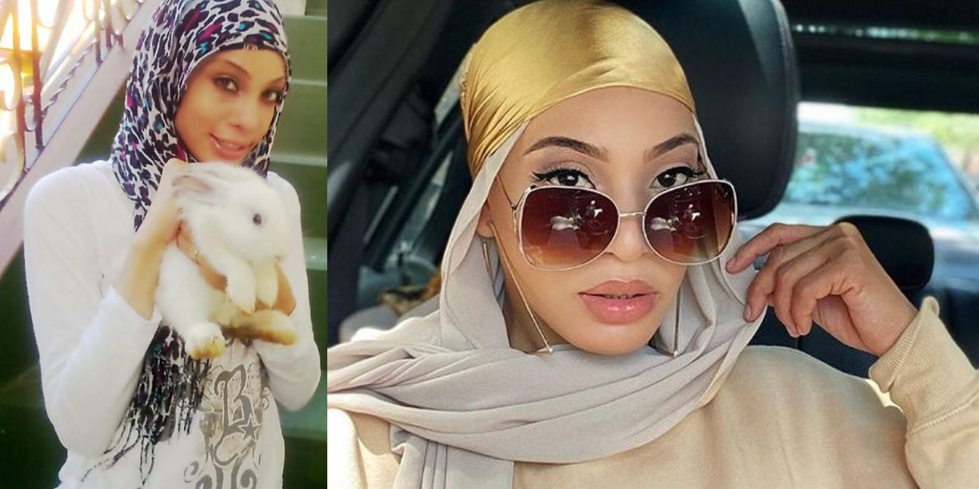 90 Day Fiancé star Shaeeda Sween poses with rabbit and wears sunglasses in car in side-by-side photos