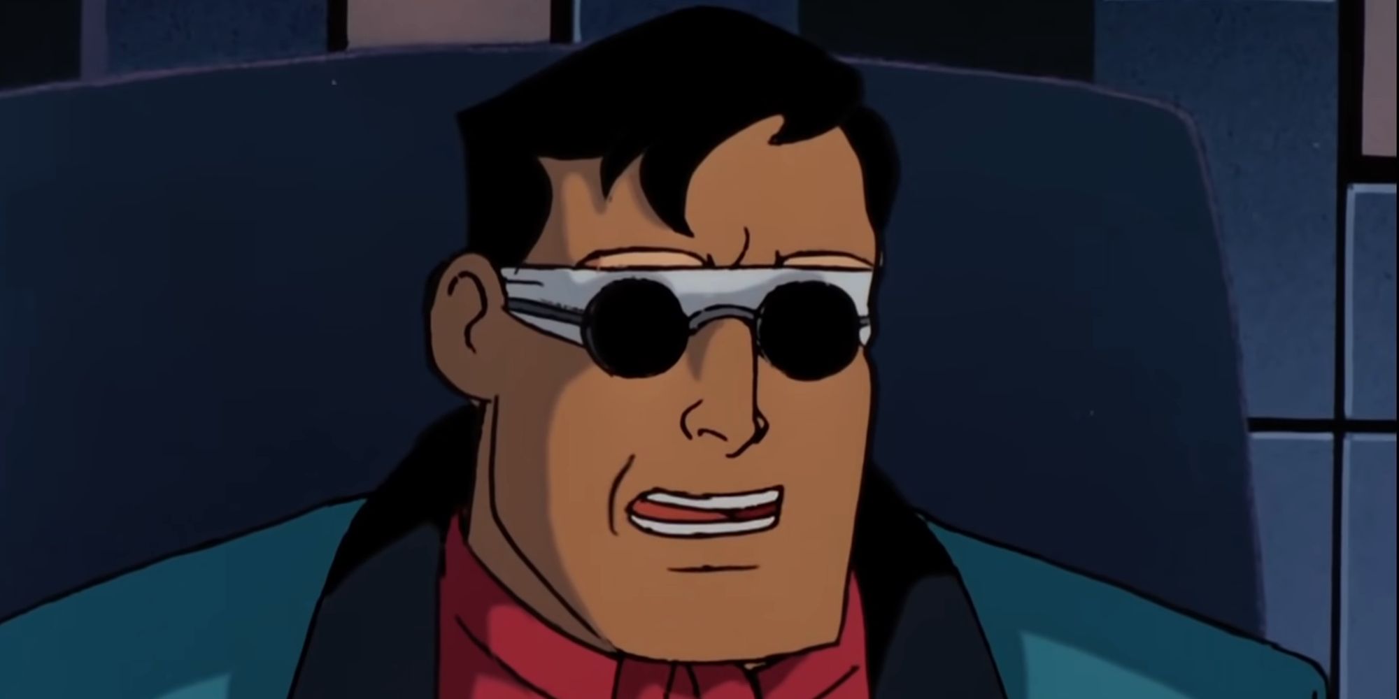 Um Bruce Wayne cego com os olhos cobertos de Blind As A Bat of Batman The Animated Series