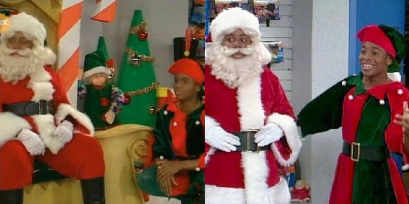 A split image of Kell dressed as an elf on Keenan and Kell for Nickelodeon