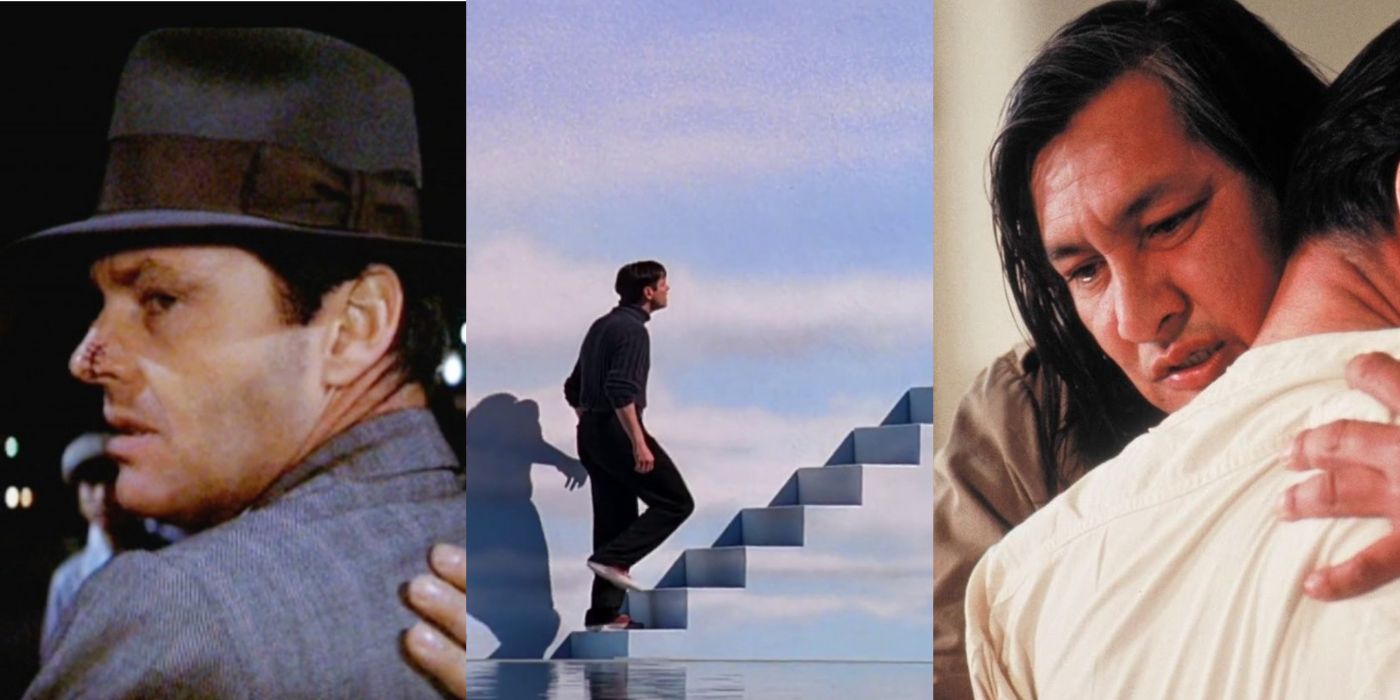 A split image of the movies Chinatown, Truman Show, and One Flew Over theCuckoo's Nest