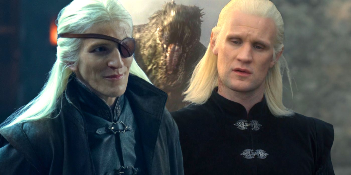 Aemond Targaryen, Daemon Targaryen et Vhagar dans House of the Dragon