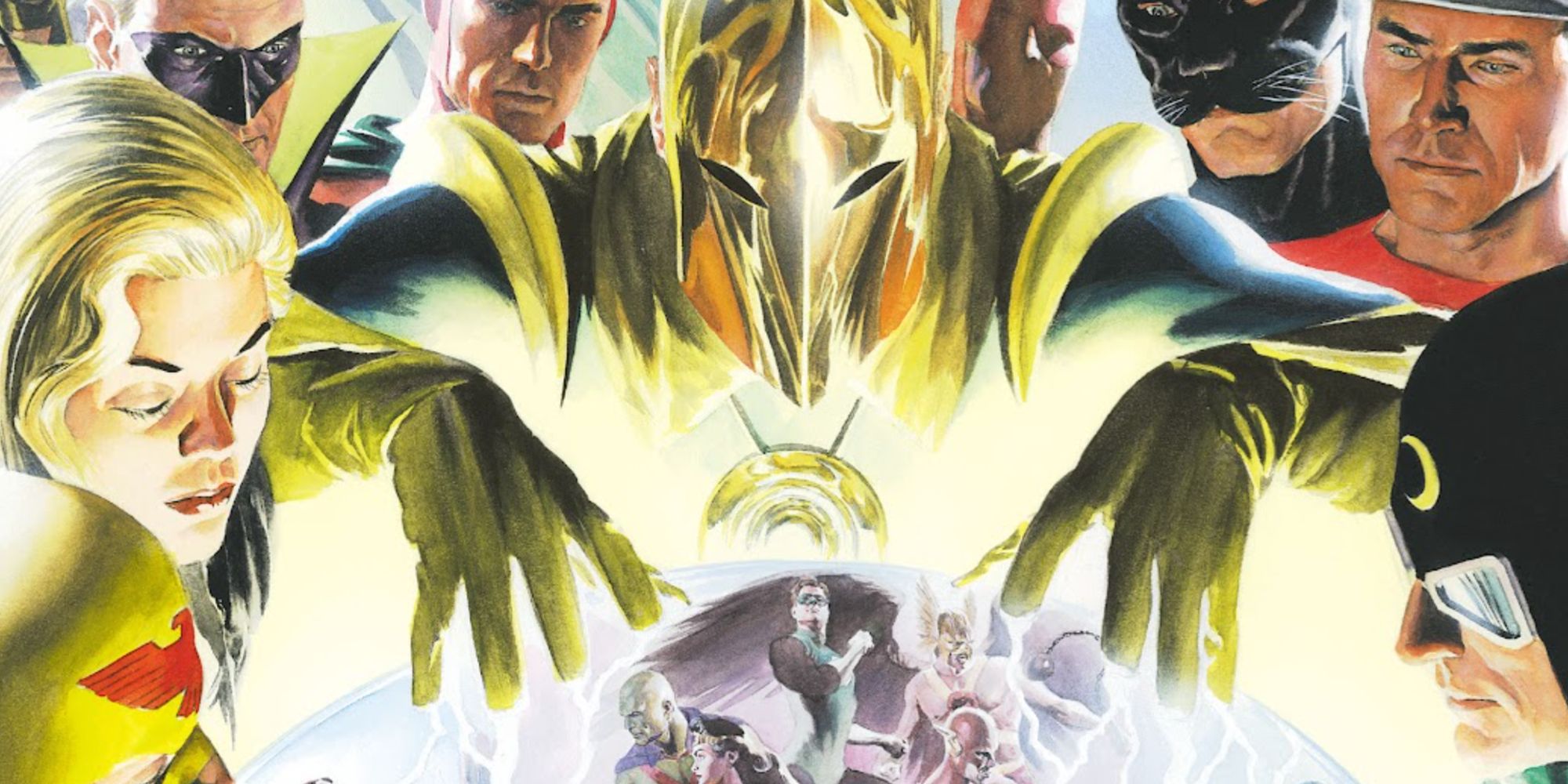 Arte da capa de Alex Ross para Crisis On Multiple Earths