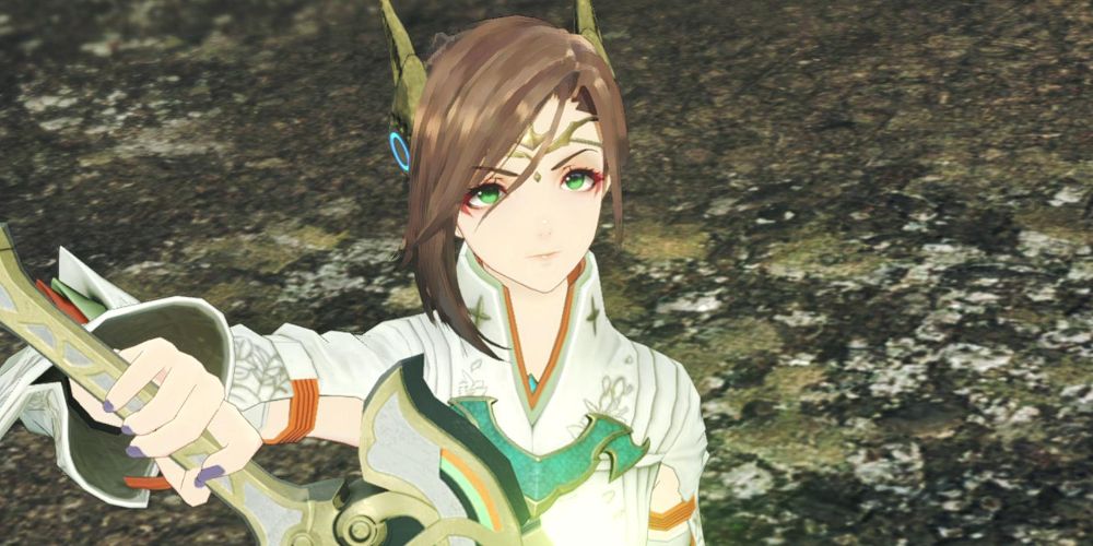 Alexandria segura sua espada em Xenoblade Chronicles 3