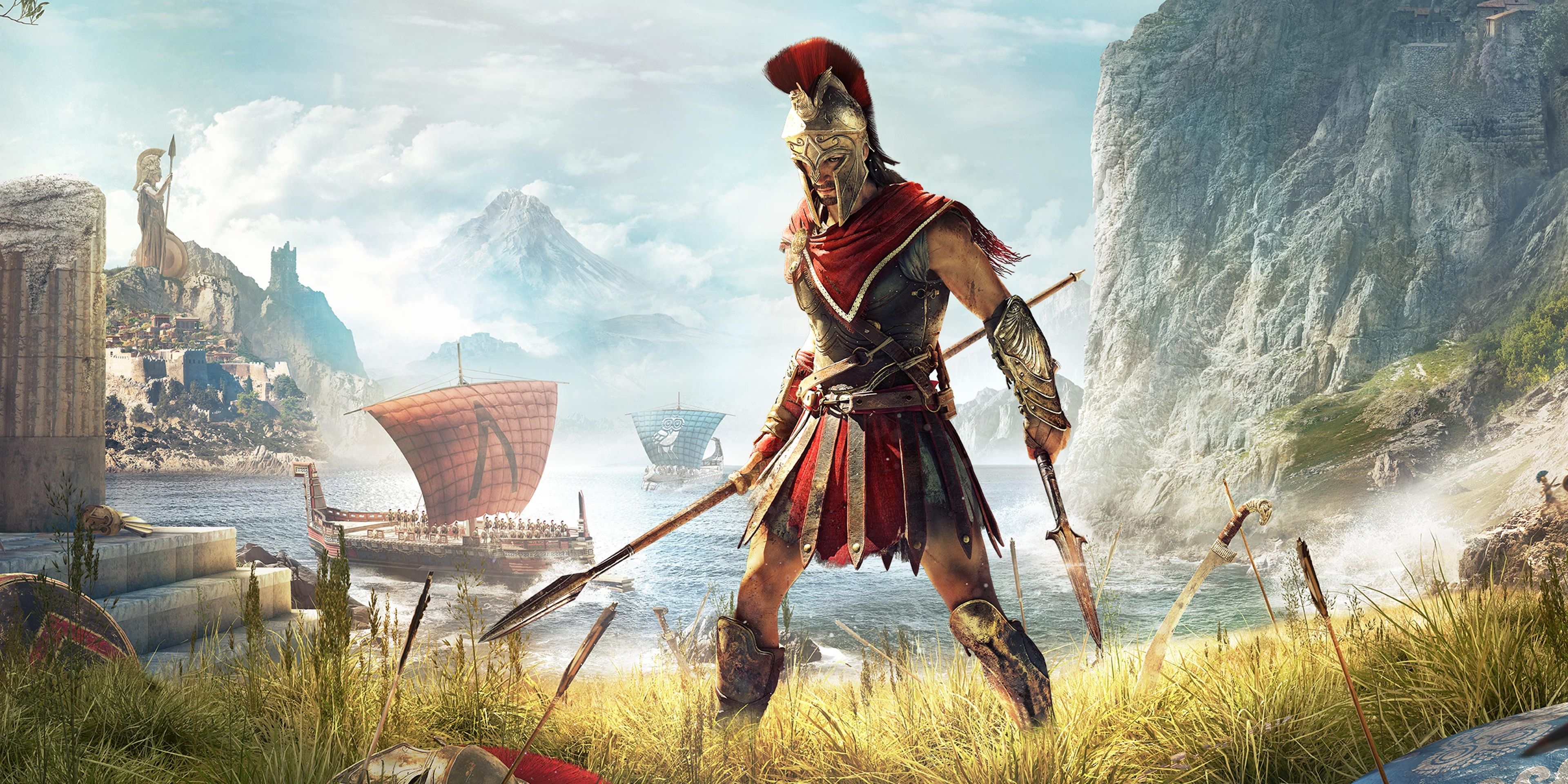 Alexios stands on a field in Assassin's Creed Odyssey 