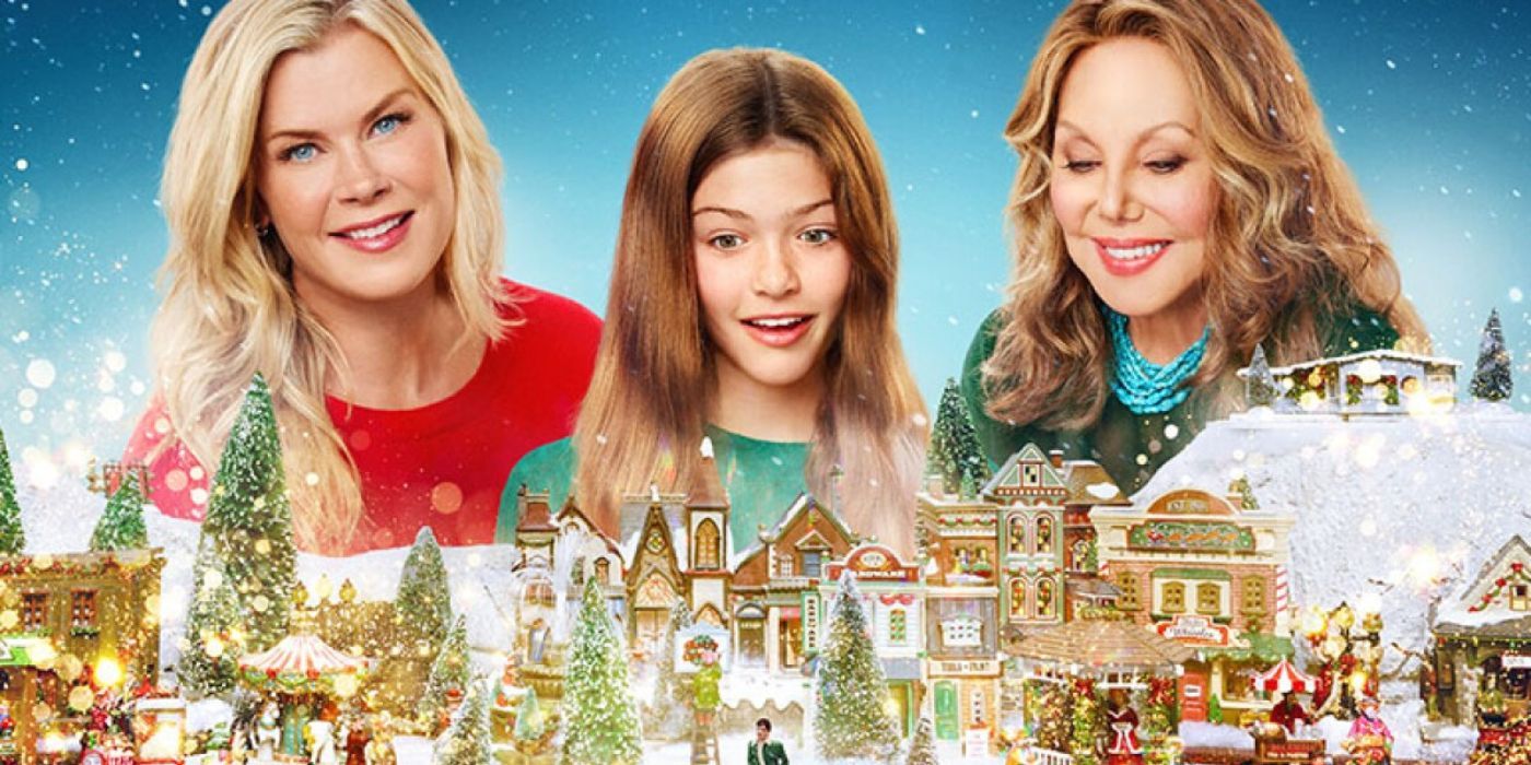 Allison Sweeney e seus colegas de elenco em um filme de Natal da Hallmark