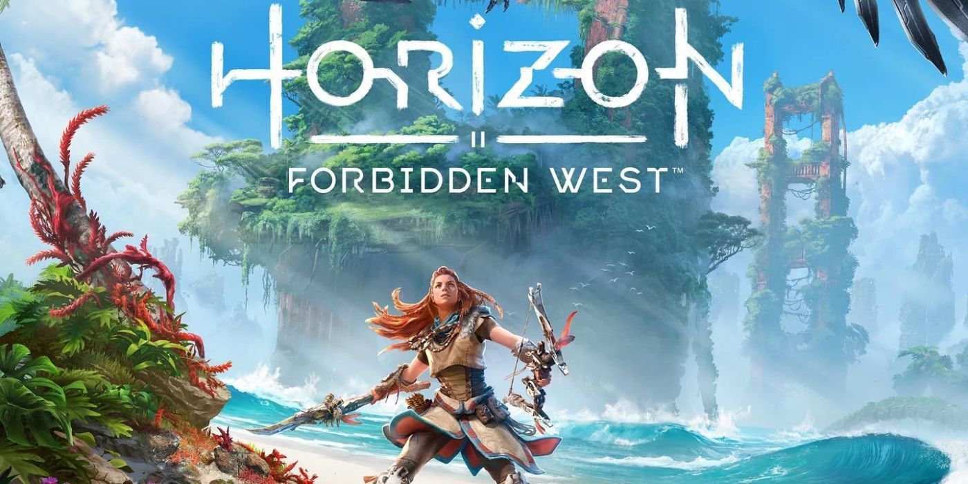 Aloy brandissant un arc sur la couverture d'Horizon Forbidden West.
