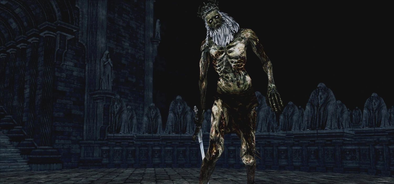 An optional boss battle with the undead Vendrick in Dark Souls 2