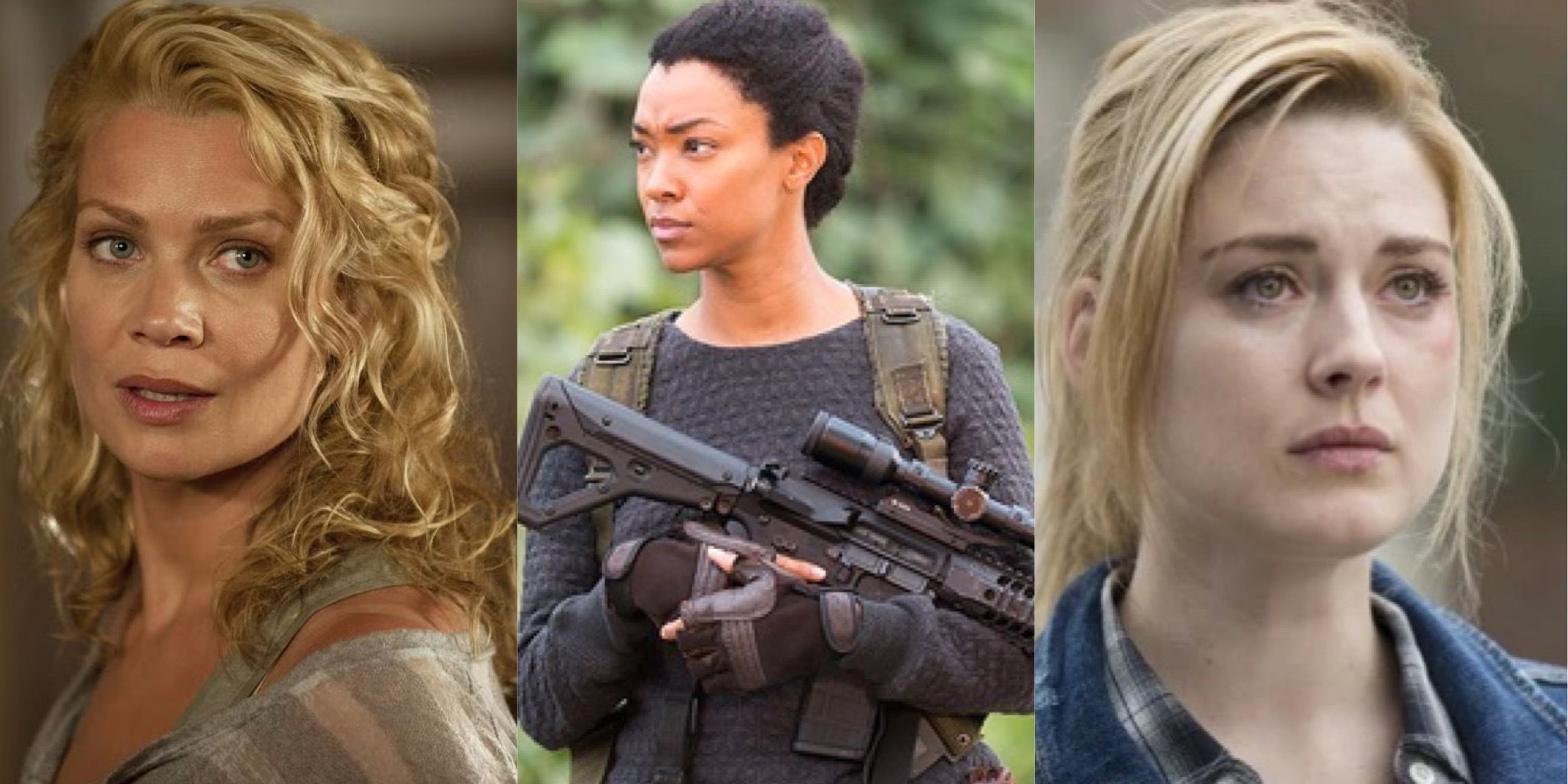 Andrea Harrison (Laurie Holden), Sasha Williams (Sonequa Martin-Green) and Jessie Anderson (Alexandra Breckinridge) on The Walking Dead (2010-2022)