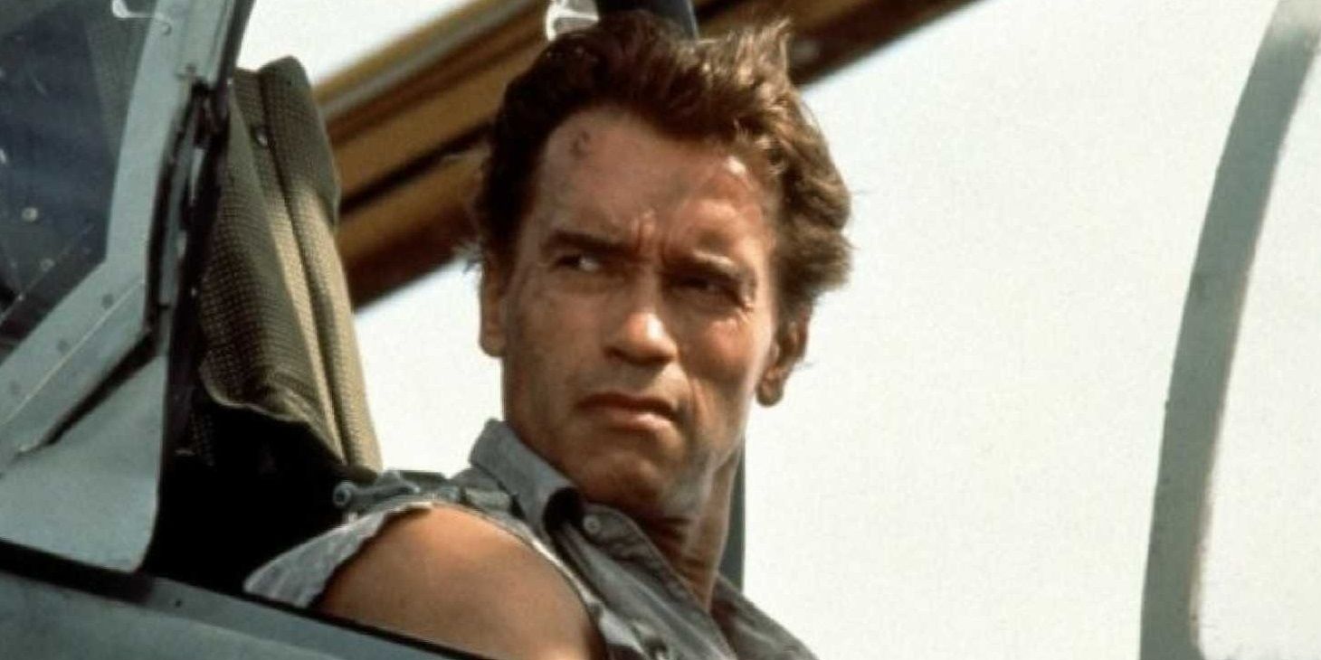 Arnold Schwarzenegger in a fighter jet in True Lies