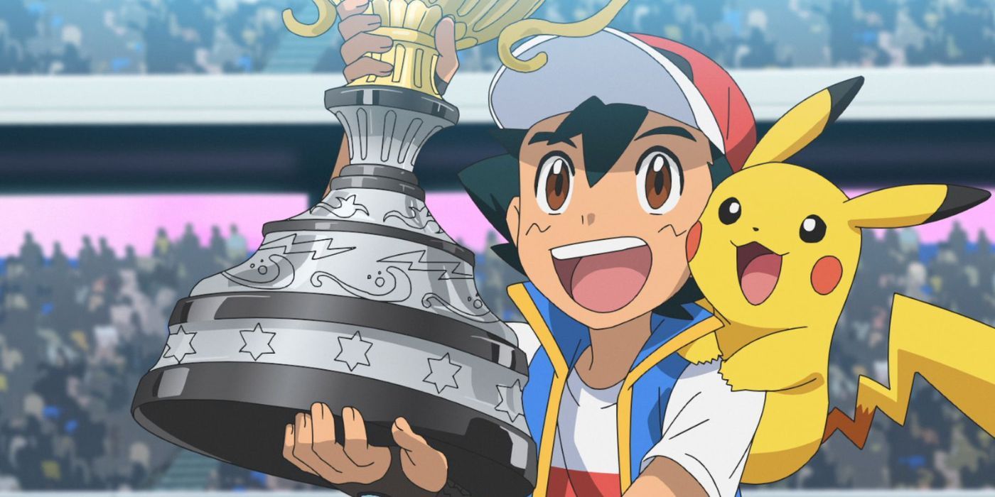 Ash Ketchum se tornando o campeão e treinador Pokémon número um.