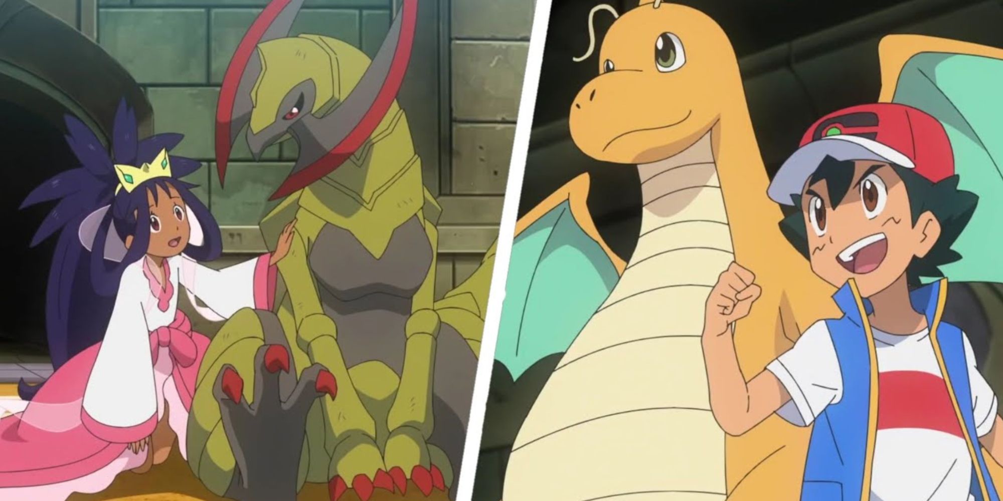Ash en Iris vechten in Pokémon