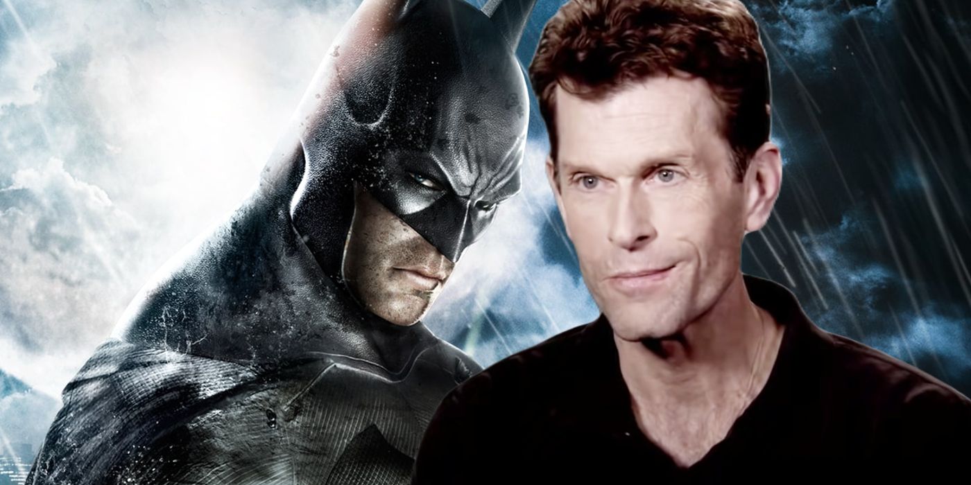Image of Batman from Batman: Arkham Asylum next to voice actor Kevin Conroy.
