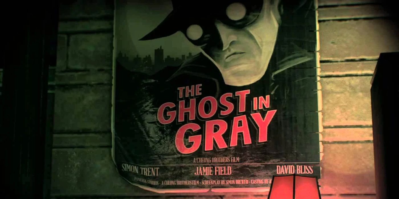 Um pôster em Batman: Arkham Knight para um filme chamado The Ghost in Grey, que faz referência ao personagem da série Animated Grey Ghost