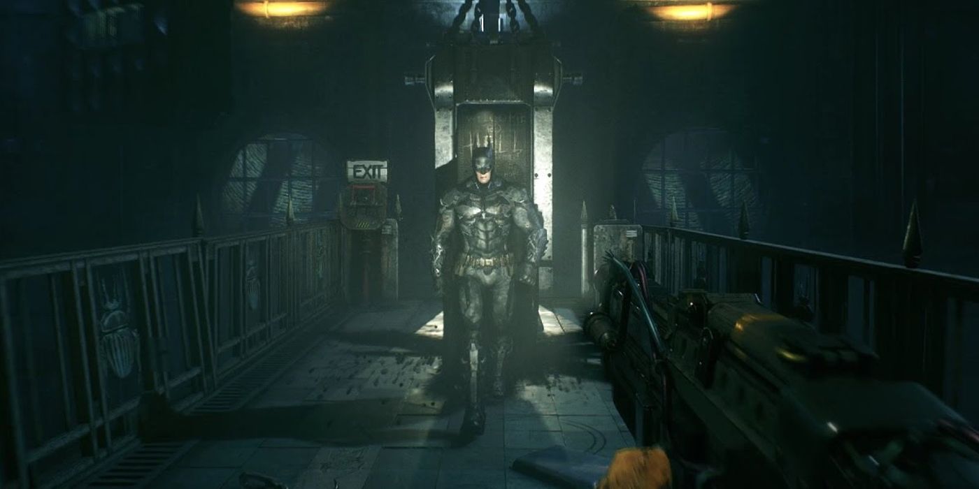 Une capture d'écran de Batman éliminant le Joker pendant Batman: Arkham Knight.