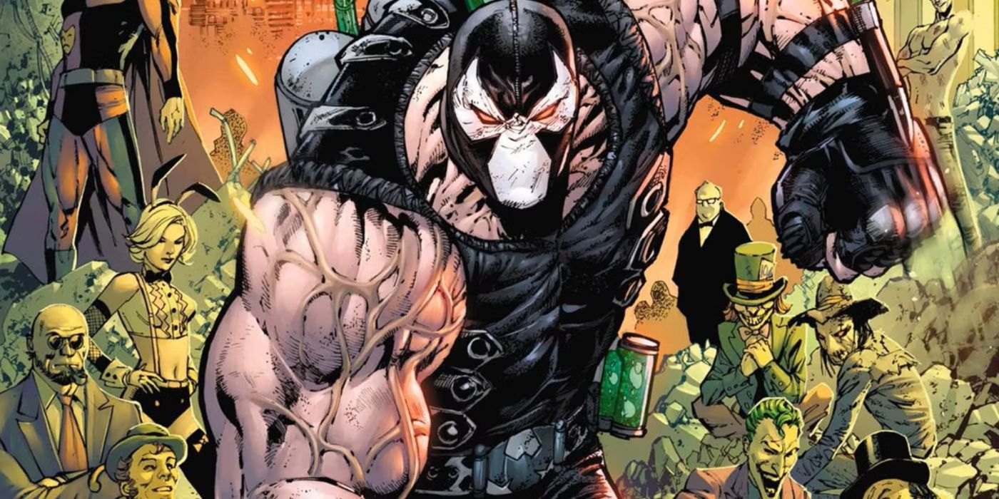 Bane com mais bandidos do Batman atrás dele em City of Bane.