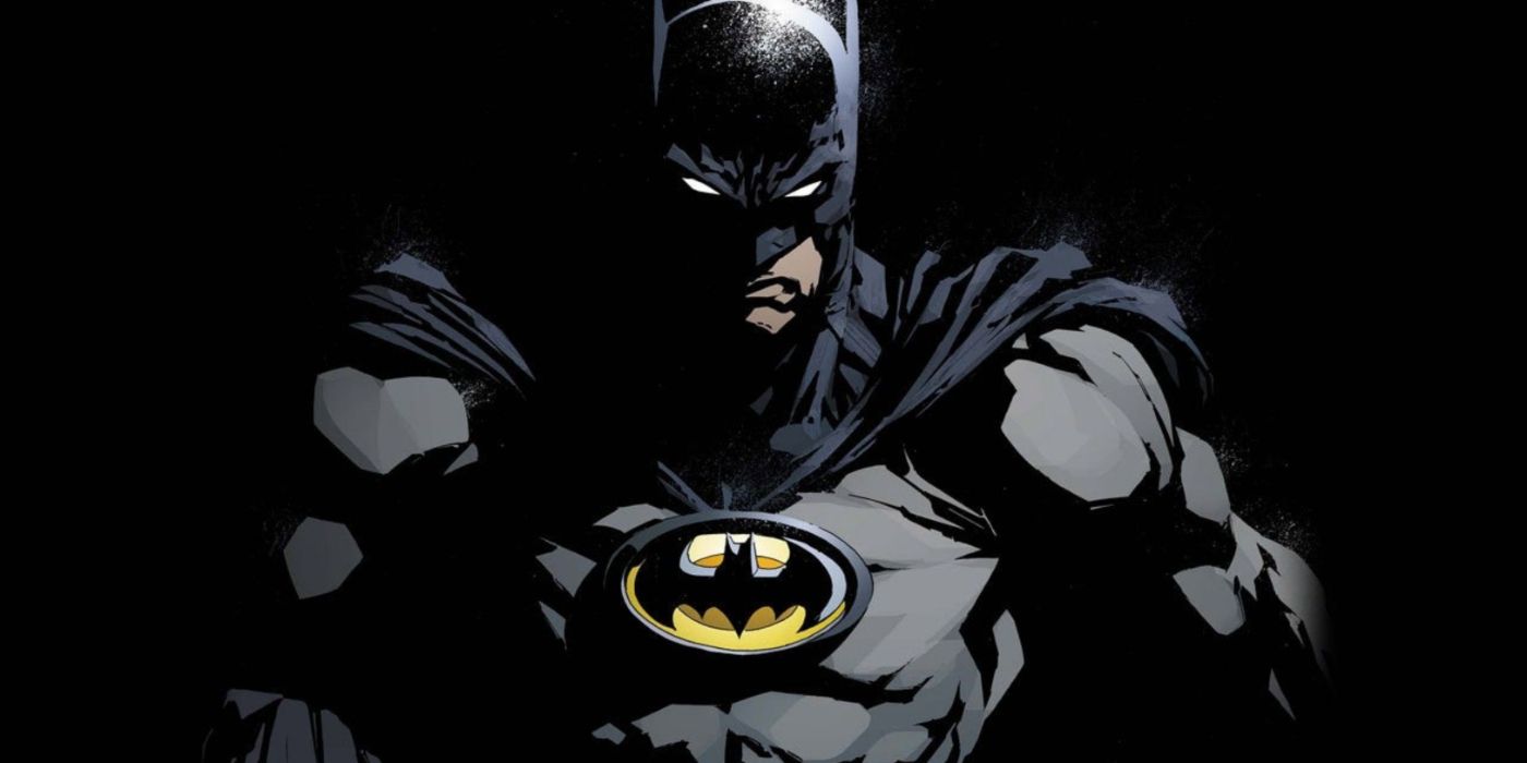 Batman emerging from the shadows in The Return cover art.