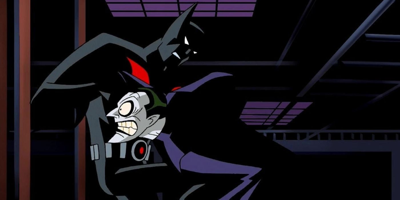 Terry McGinnis como Batman lutando contra o Coringa em O Retorno do Coringa.