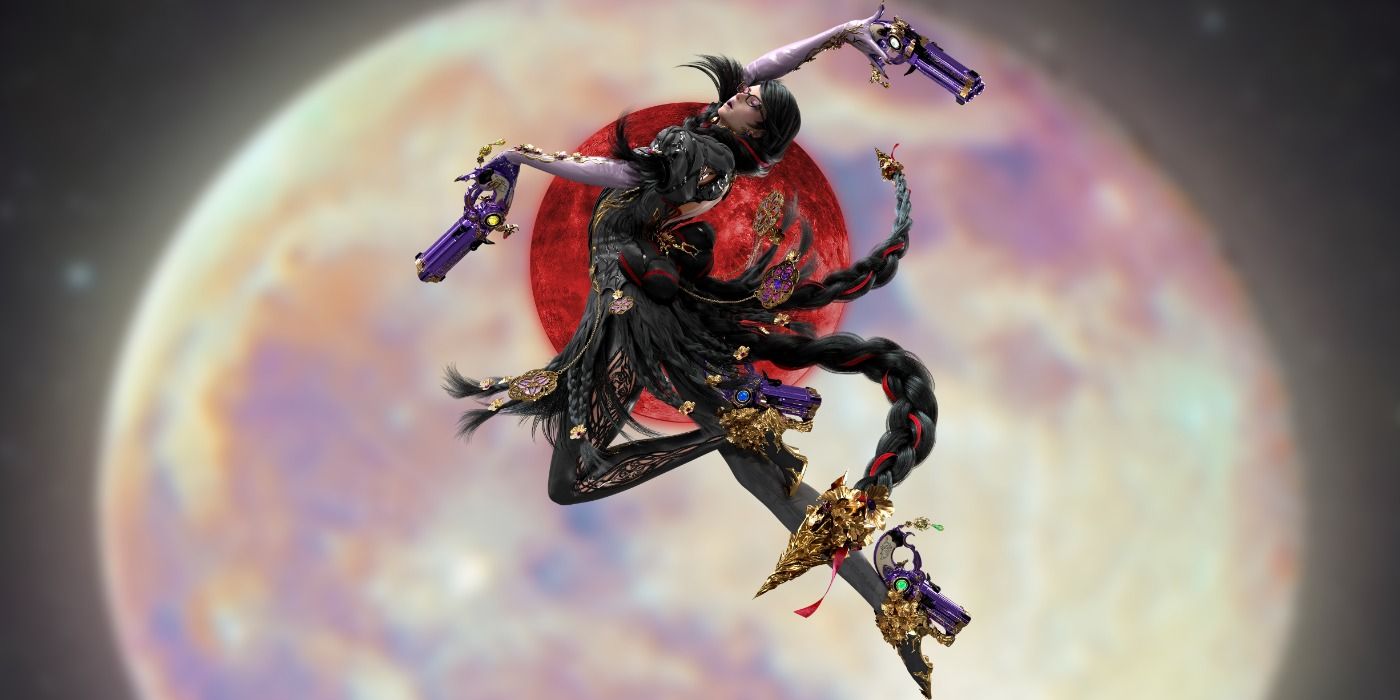 Bayonetta 3 Protagonist in Front of Blurred Moon