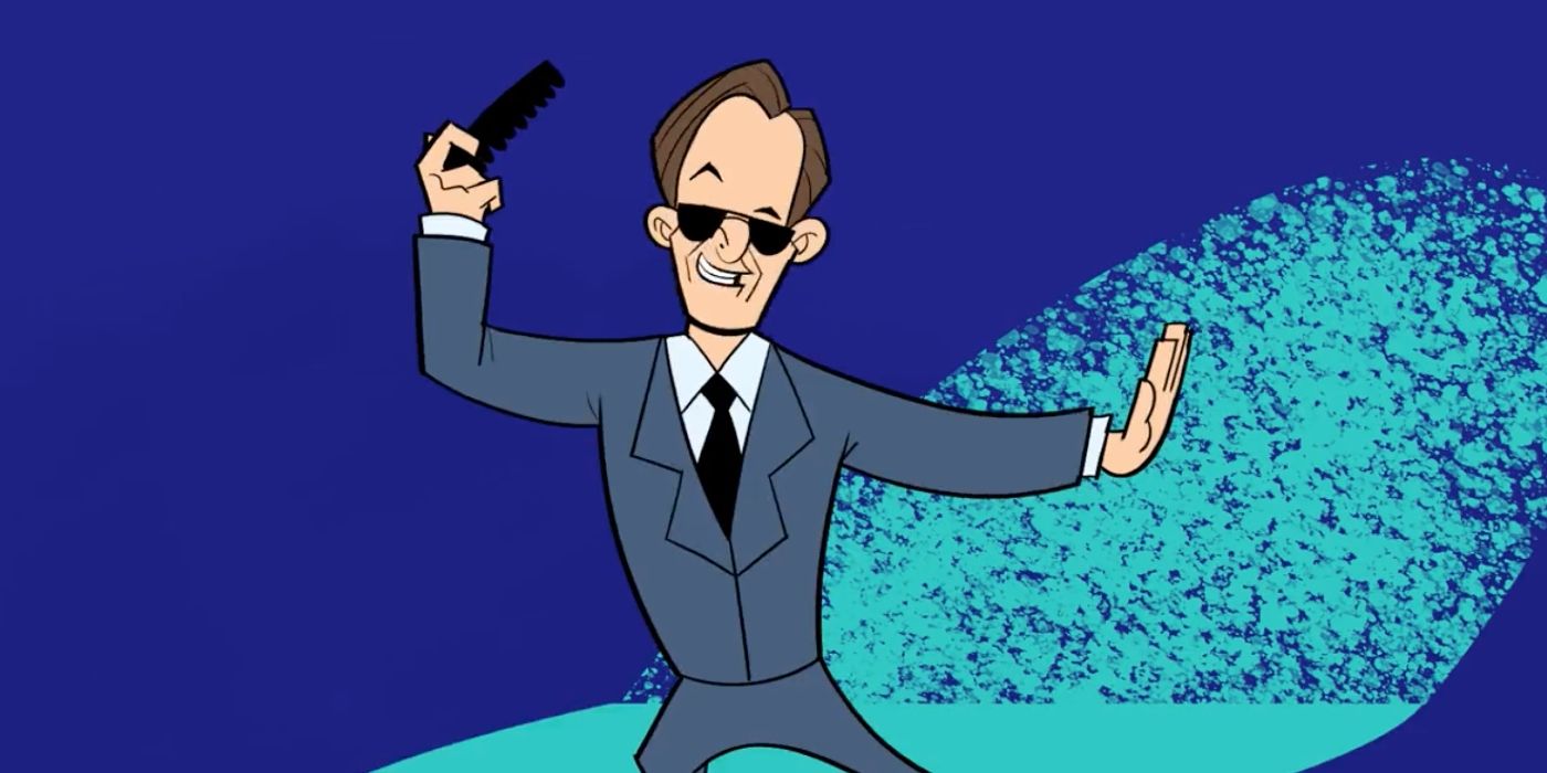 Saul Goodman holding a comb and animated in the Johnny Bravo style.