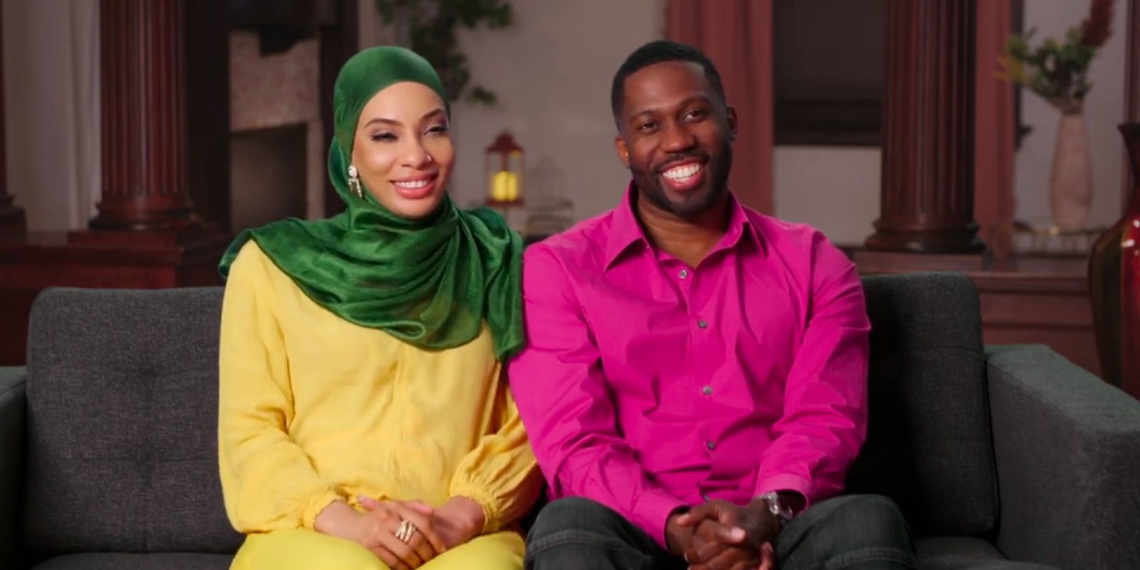 Bilal Hazziez and Shaeeda Sween on 90 Day Fiancé: Happily Ever After season 7 during interview smiling