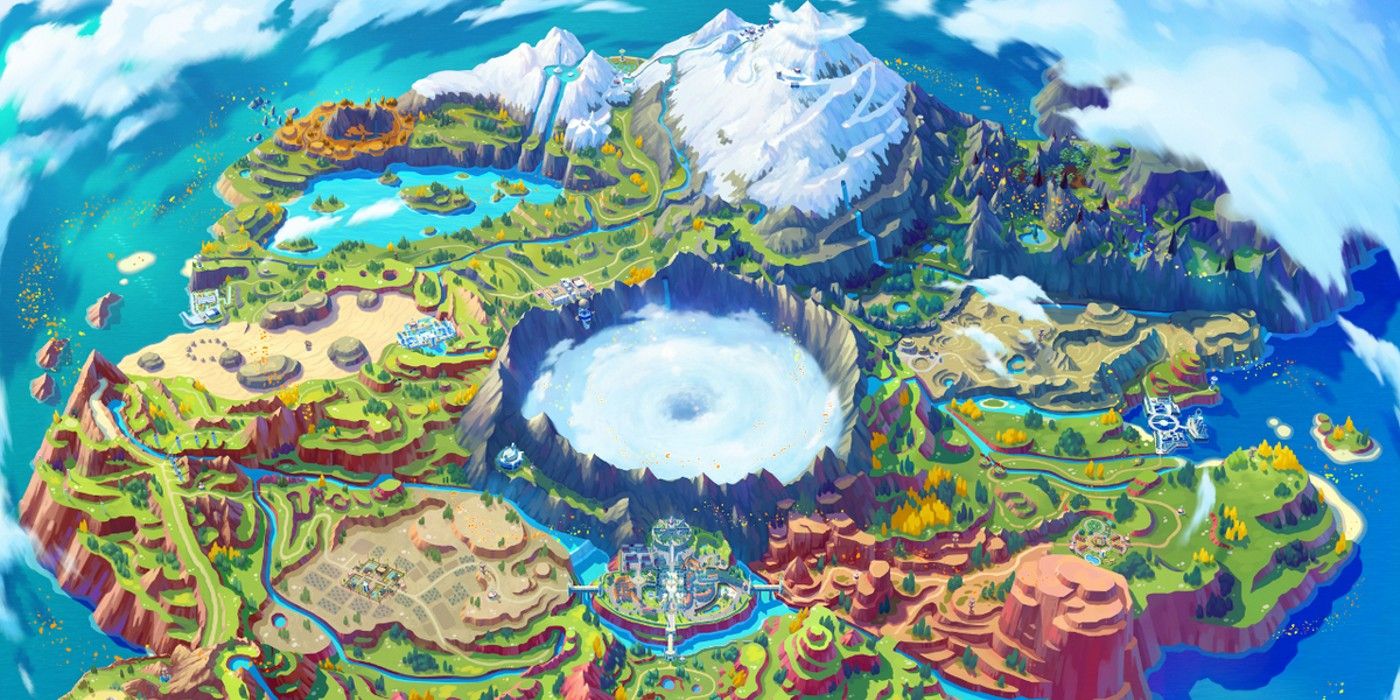 An overhead image of the Paleda region from Pokémon Scarlet & Violet