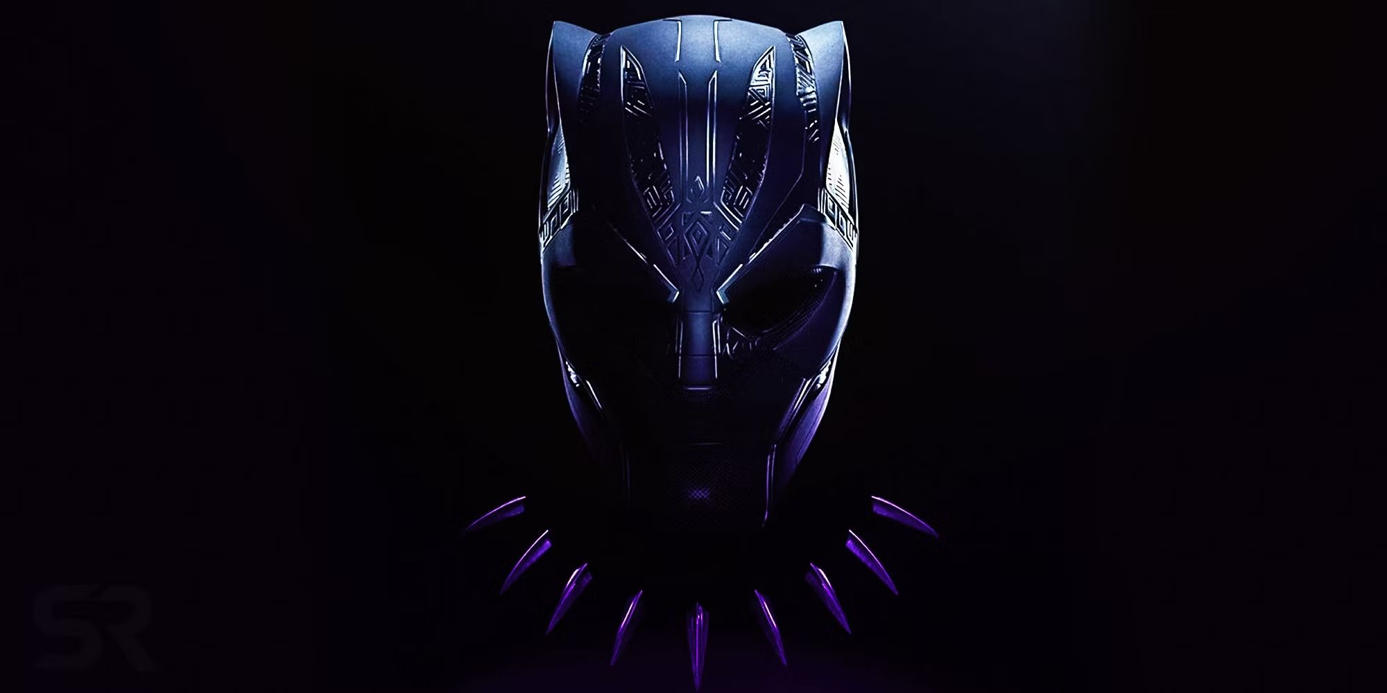 The Black Panther mask on a black background