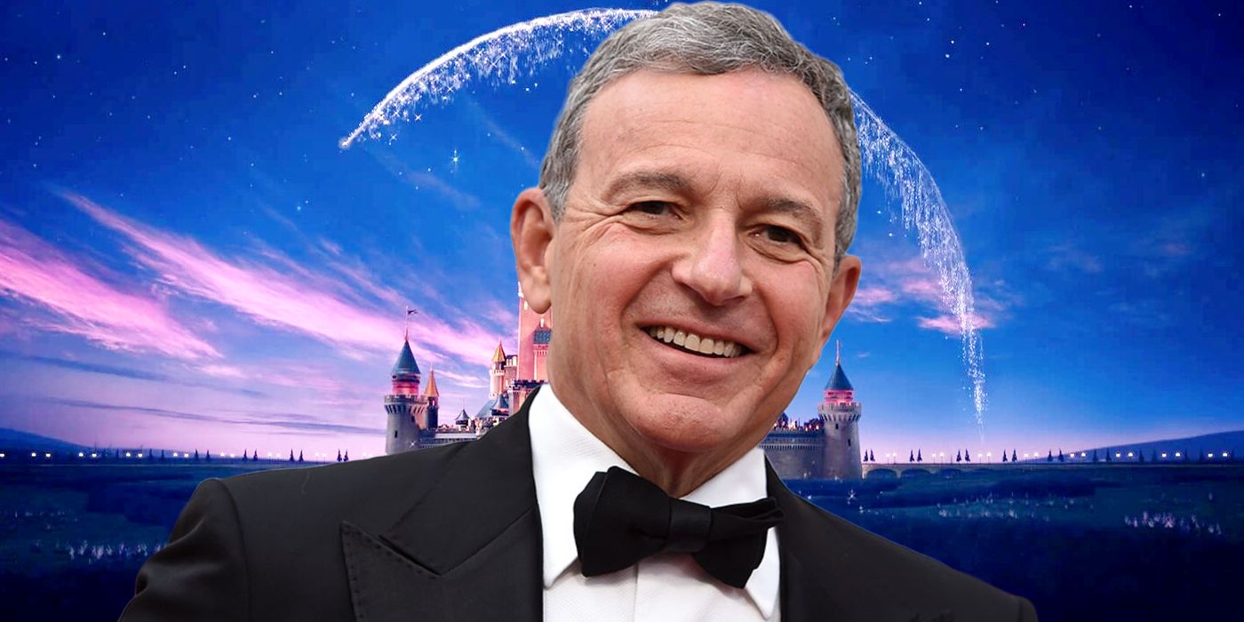 Bob Iger smiling with the Disney Logo in the background