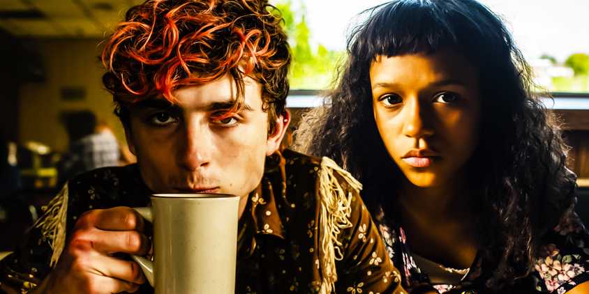 Collage of Timothée Chalamet and Taylor Russell in Bones and All
