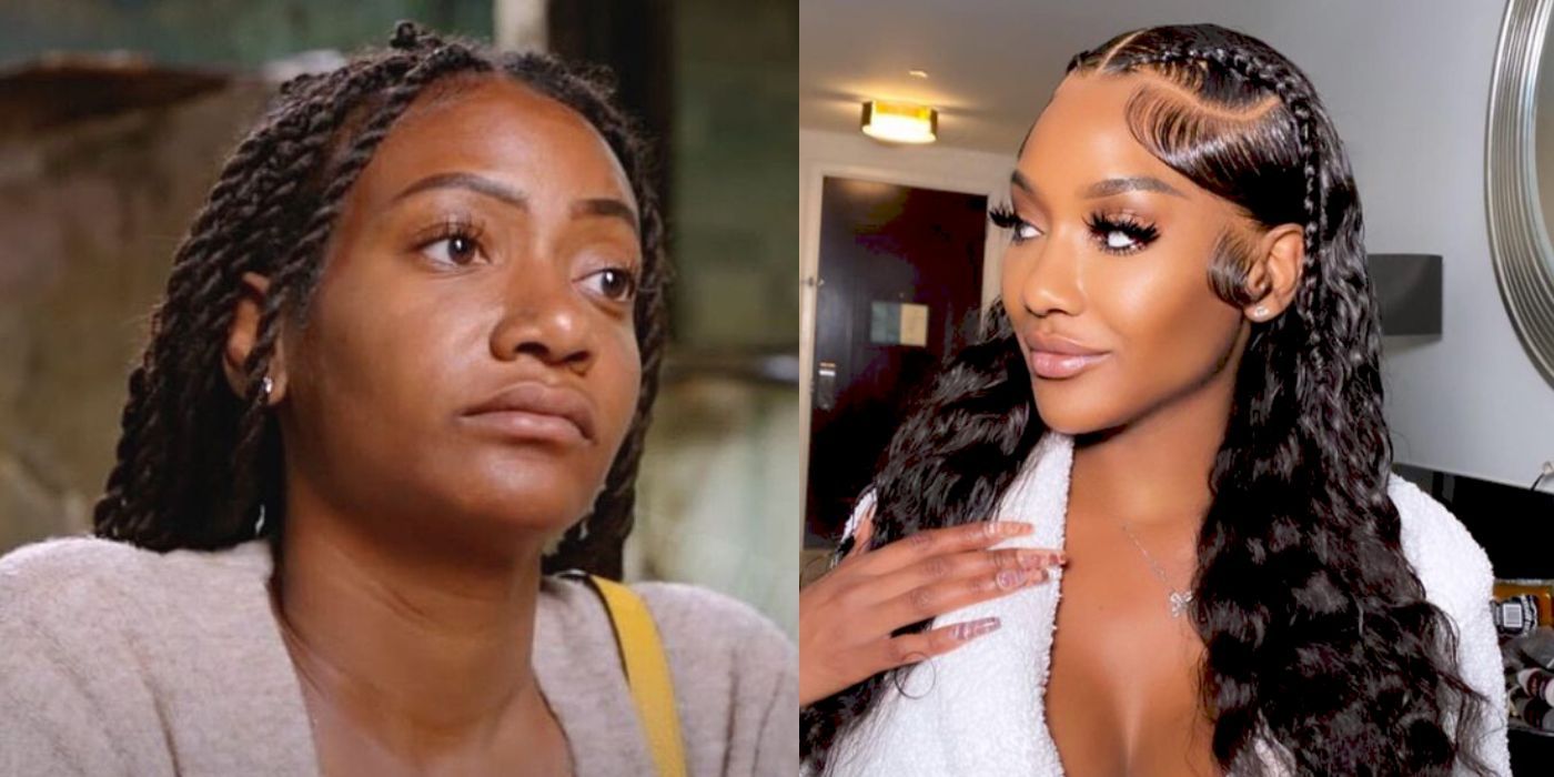 Split image of a sad Brittany and a happier and leaner Brittany on 90 Day Fiancé