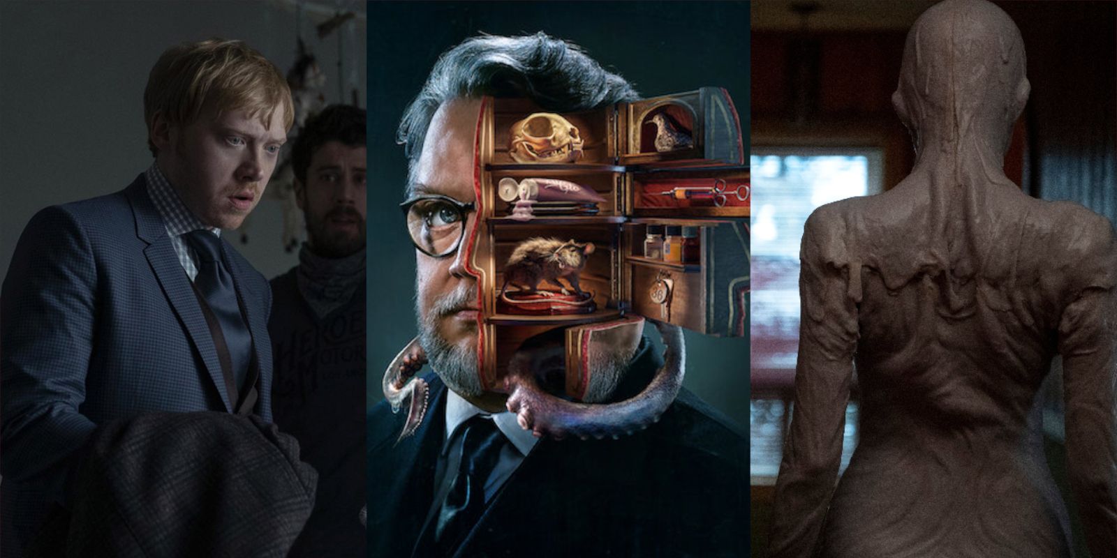 Guillermo del Toro's Cabinet of Curiosities Collage with poster, Rupert Grint, and Alo Glow