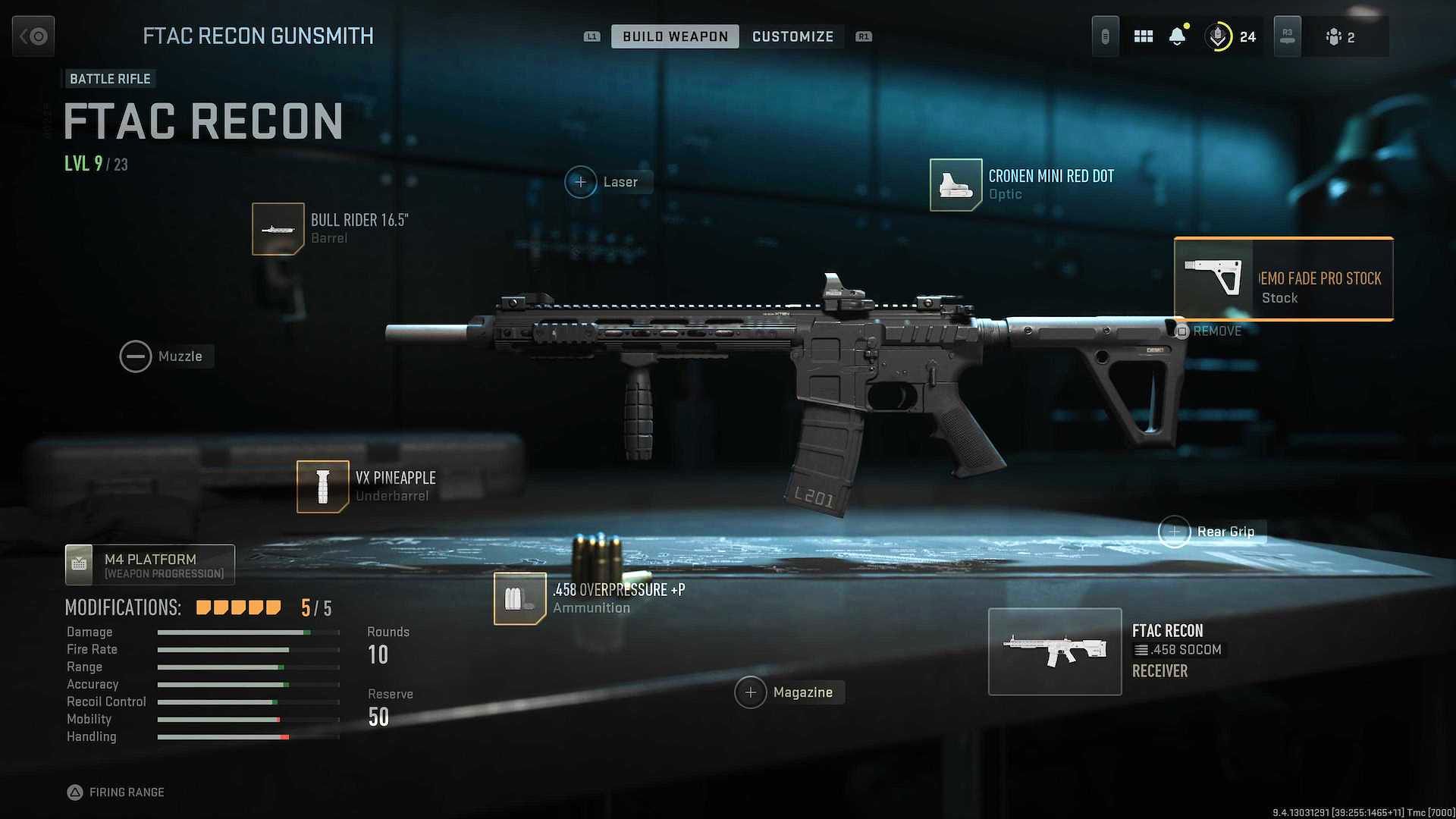 Image of the Gunsmith menu for the FTAC Recon Marksman Rifle in Call of Duty Modern Warfare 2.