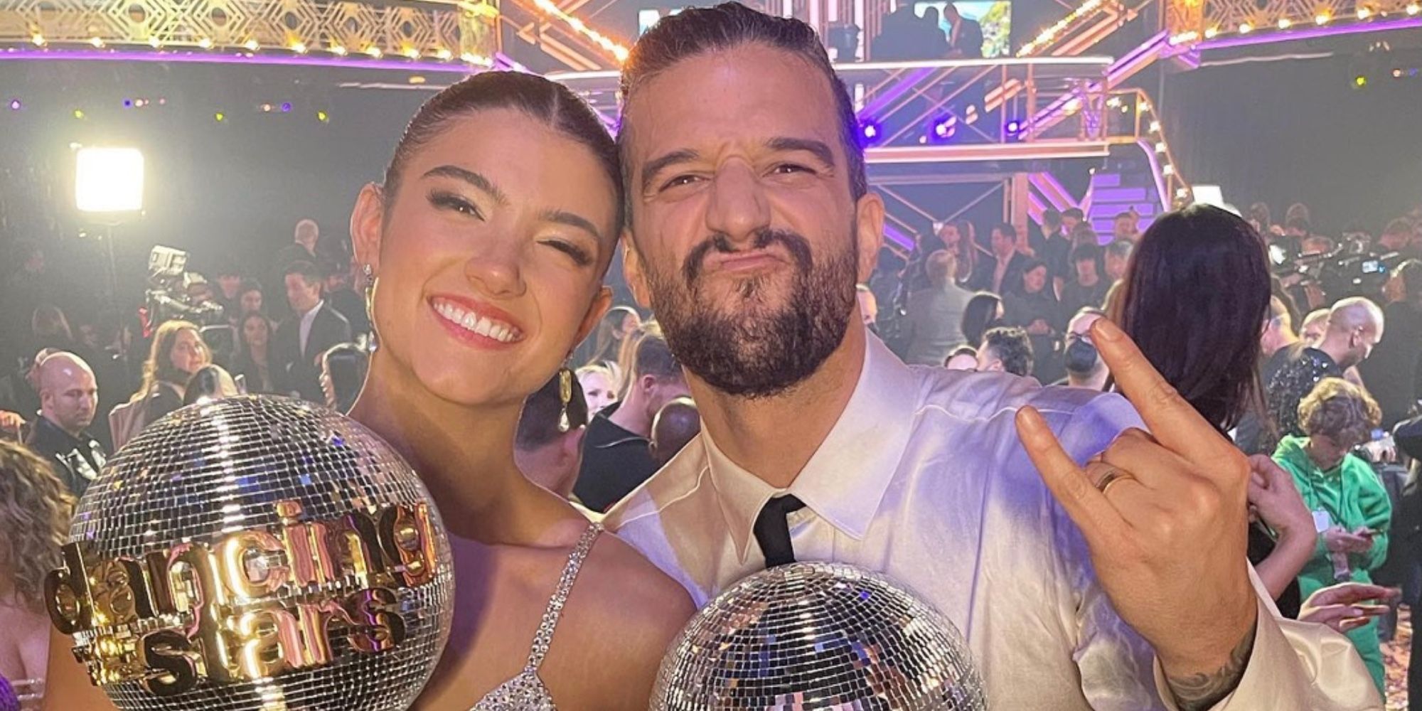 DWTS' Charli D'Amelio and Mark Ballas with Mirrorball Trophy