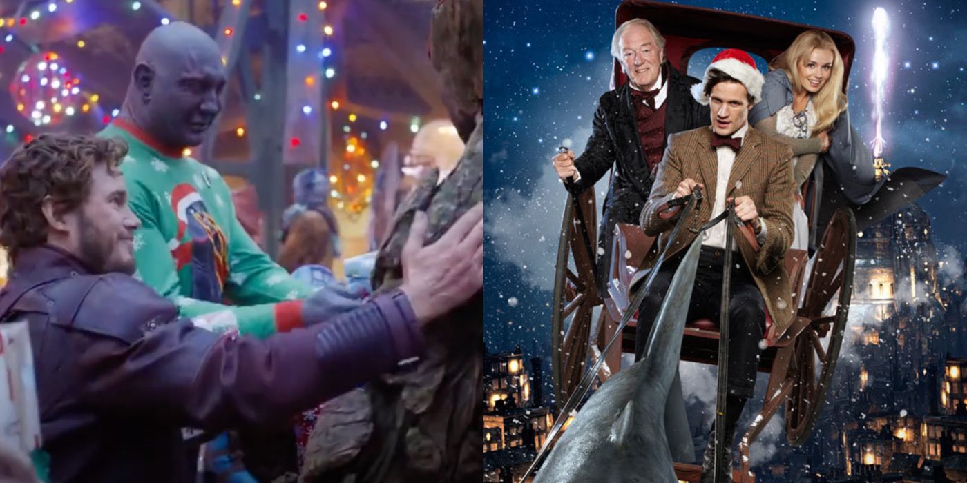 Star Lord and Drax exchange presents in the Guardians Of The Galaxy Holiday Special, and the Eleventh Doctor takes Kazran and Abigail on a flying shark ride through the skies of Sardicktown.
