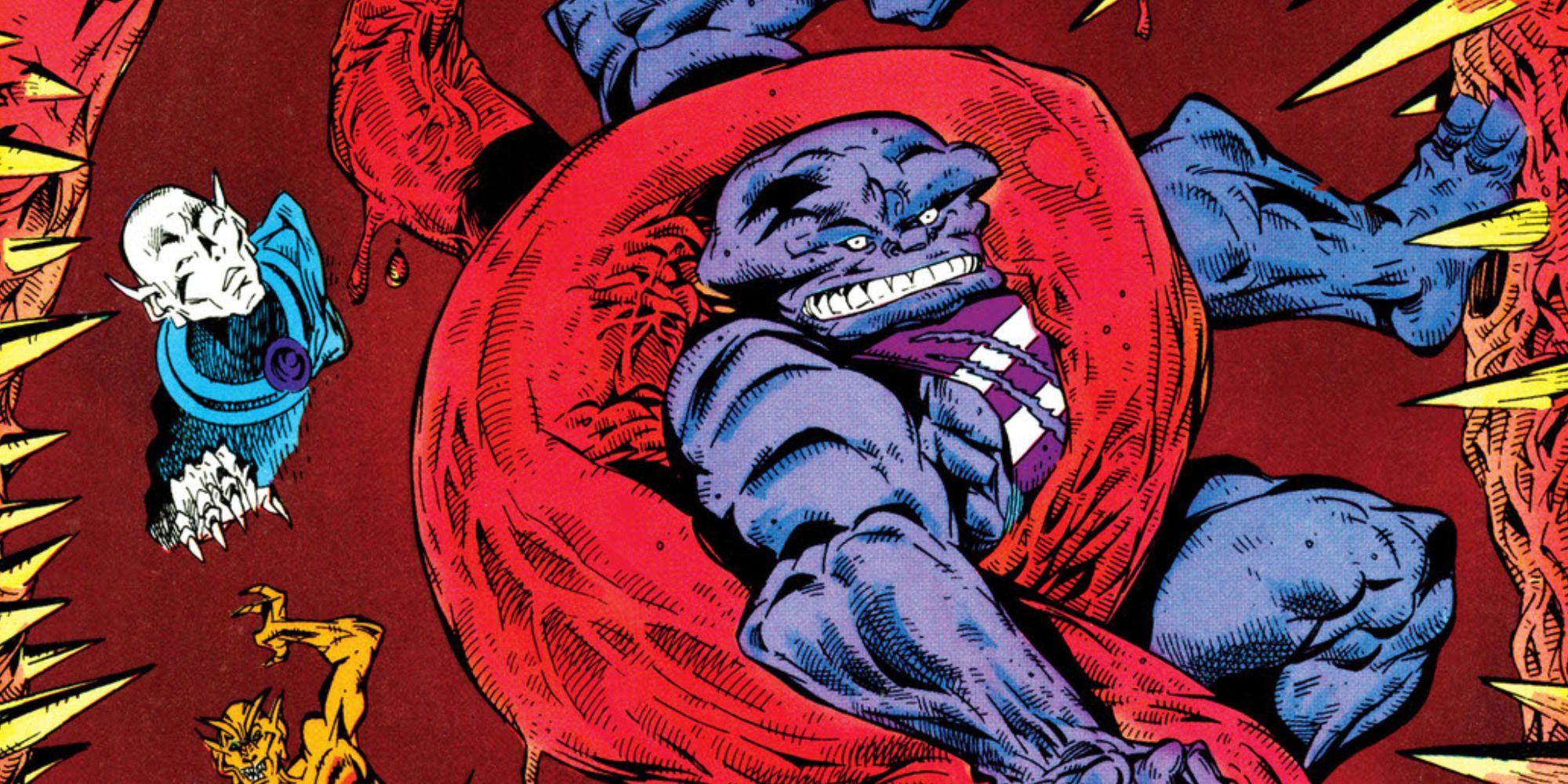 Uma criatura gigante engole The Omega Men na DC Comics.
