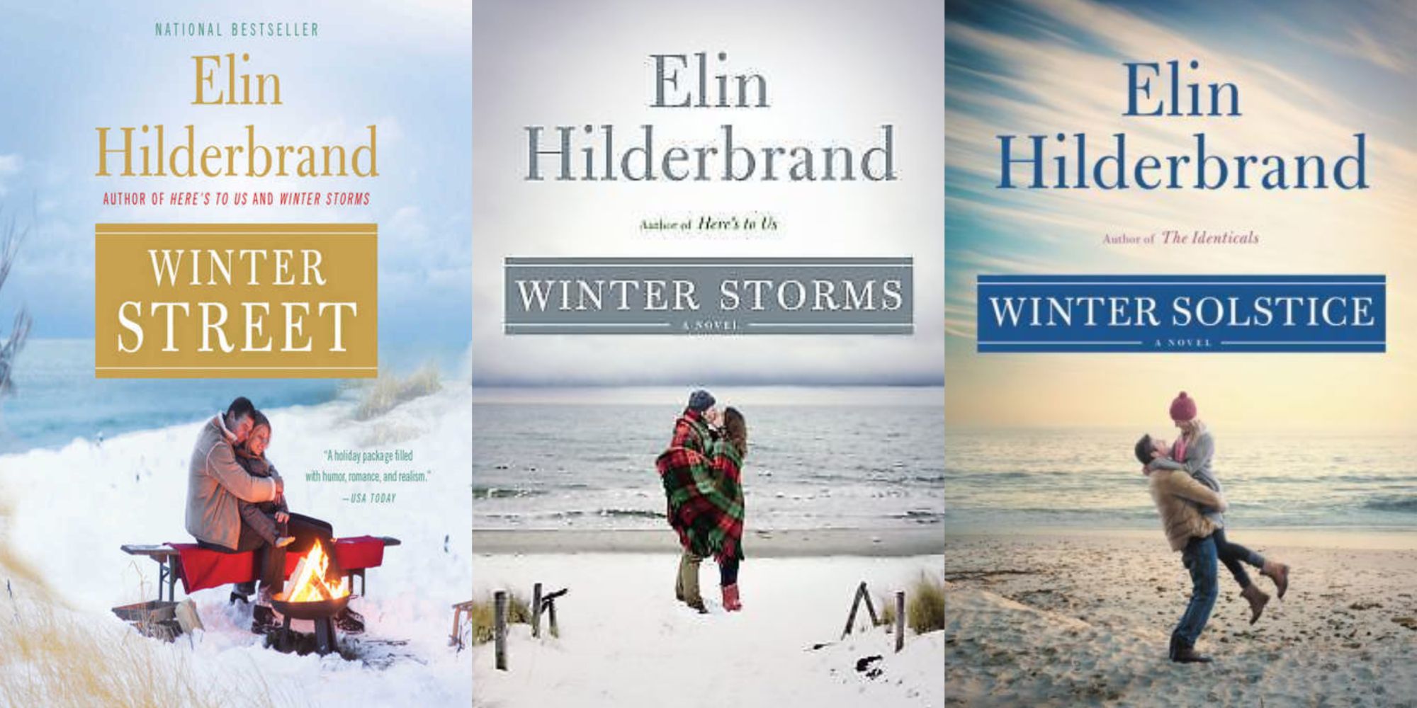 Split Image of Winter Street, Winter Storms, and Winter Solstice book covers