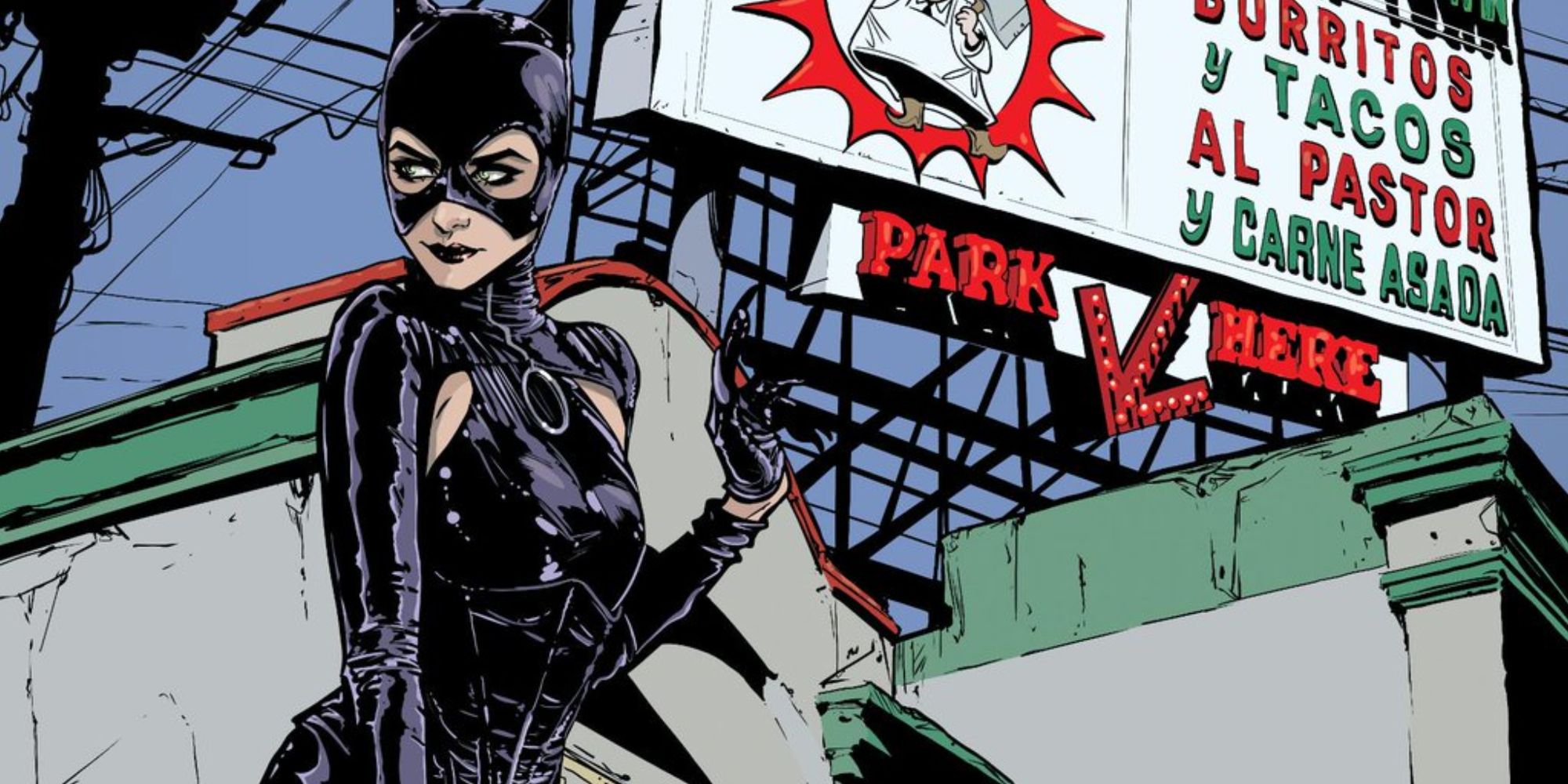 Catwoman empoleira-se em um telhado na capa de Catwoman # 6 (2018).